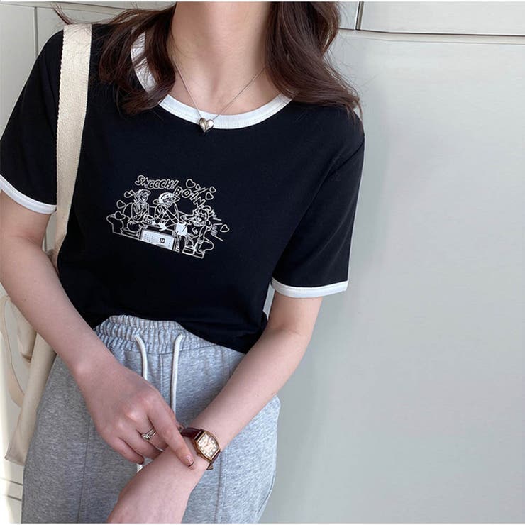 楽天市場】Tシャツ レディース トップス 半袖 丸首 Tシャツ 春