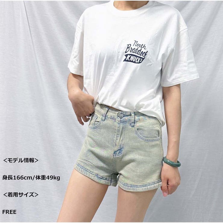 半袖Tシャツ クルーネック 前後ロゴプリント ゆったりトップス | And Kawaii | 詳細画像6 