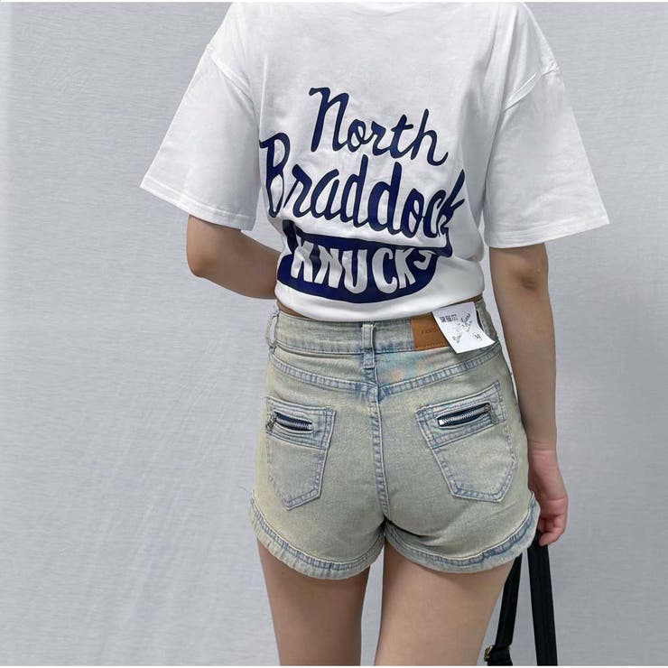 半袖Tシャツ クルーネック 前後ロゴプリント ゆったりトップス | And Kawaii | 詳細画像7 