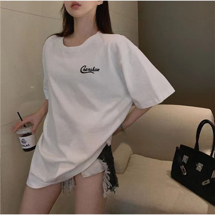 半袖Tシャツ 前後ロゴプリント 夏 綿Tシャツ レディース韓国 | And Kawaii | 詳細画像6 