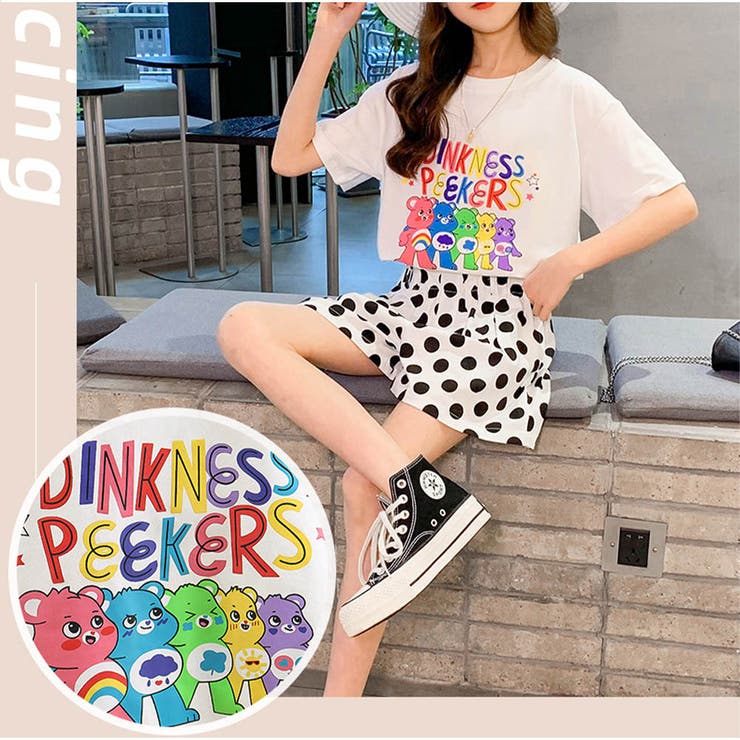 Tシャツ かわいいロゴプリント 体型カバー | And Kawaii | 詳細画像3 