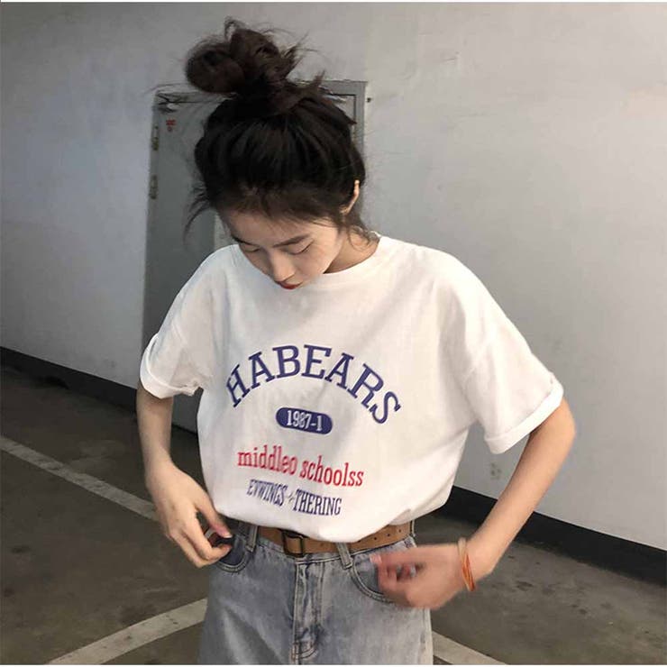 半袖Tシャツ レディース ゆったり韓国 ロゴプリント | And Kawaii | 詳細画像11 