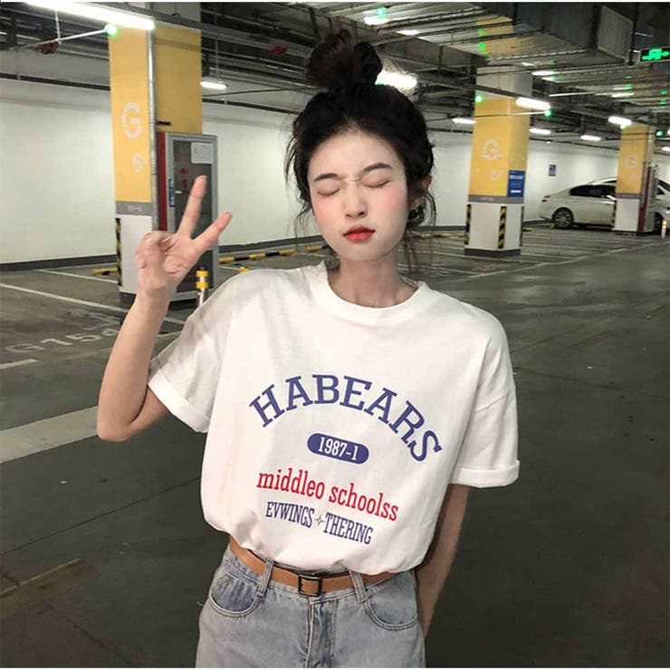 半袖Tシャツ レディース ゆったり韓国 ロゴプリント | And Kawaii | 詳細画像4 