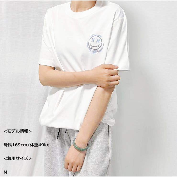 半袖Tシャツ オーバーサイズ スマイル刺繍 韓国風 | And Kawaii | 詳細画像4 