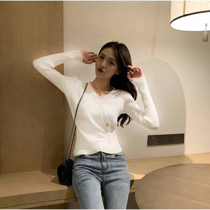 カシュクール Vネックカットソー 長袖 無地 春  | And Kawaii | 詳細画像11 