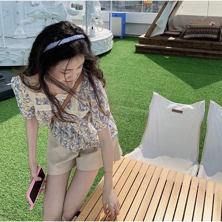 トップスブラウス スクエアネック 春 夏 花柄 かわいい | And Kawaii | 詳細画像10 