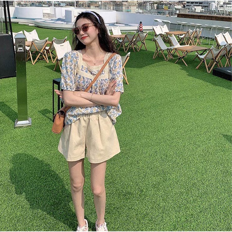 トップスブラウス スクエアネック 春 夏 花柄 かわいい | And Kawaii | 詳細画像7 