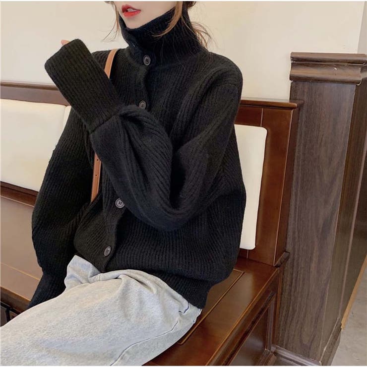 カーディガン 秋新作 ハイネック[品番：AKIW0000827]｜And Kawaii