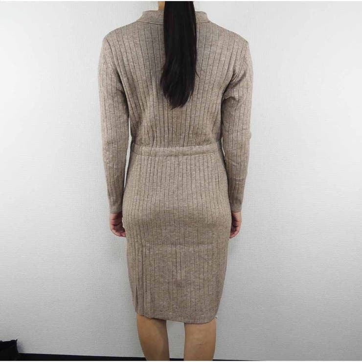 ニットカシュクールワンピース リブ編み Vネック | And Kawaii | 詳細画像10 