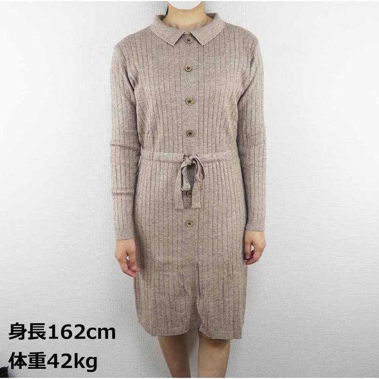 ニットカシュクールワンピース リブ編み Vネック | And Kawaii | 詳細画像8 