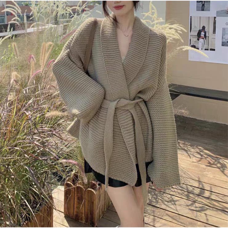 ニットカーディガン ニットトップス ベルト付き 秋冬新作 | And Kawaii | 詳細画像10 