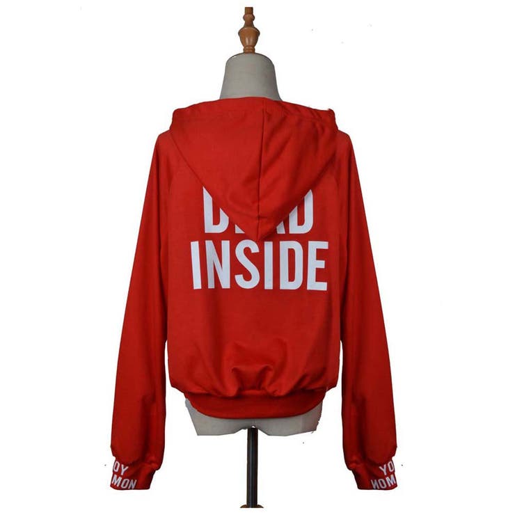 赤と白のストライプ フード付きパーカー adidas（アディダス）の「アディカラー スライスド トレフォイル