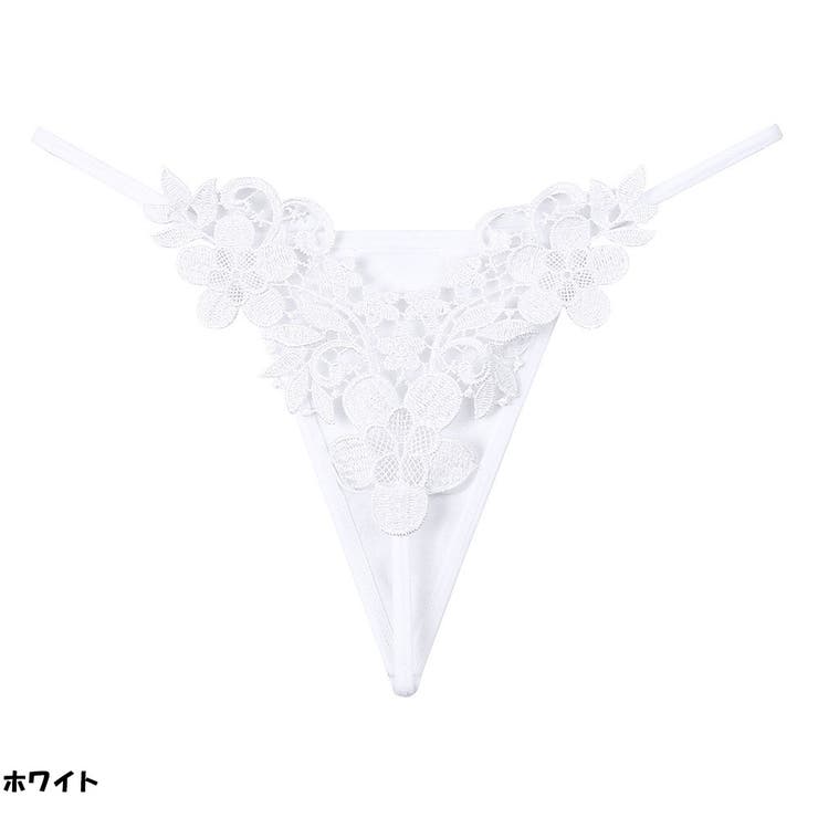 ホワイト | 花柄レースTバック 刺繍フラワーレースTバックショーツ | And Kawaii