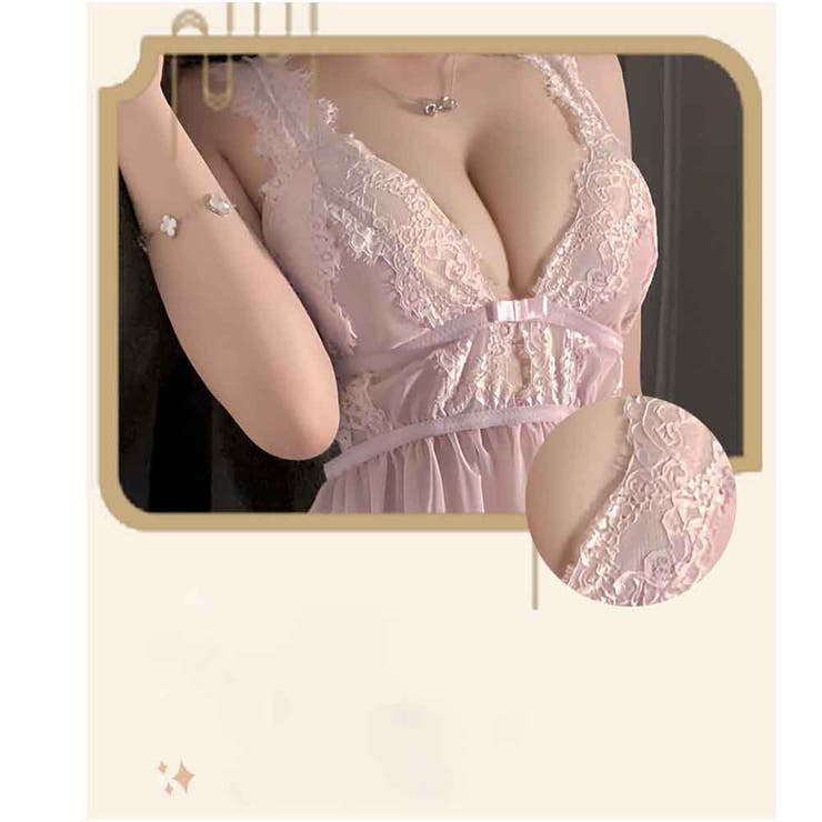 Vネック総レース シアーベビードール レースランジェリー | And Kawaii | 詳細画像3 