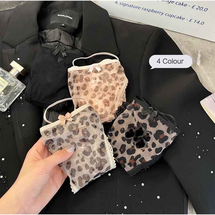 シアーレース フェミニンショーツ 透け感レオパード デザインショーツ | And Kawaii | 詳細画像2 