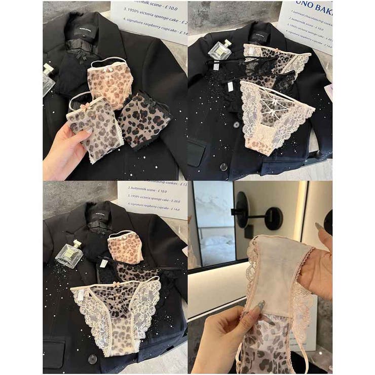 シアーレース フェミニンショーツ 透け感レオパード デザインショーツ | And Kawaii | 詳細画像3 