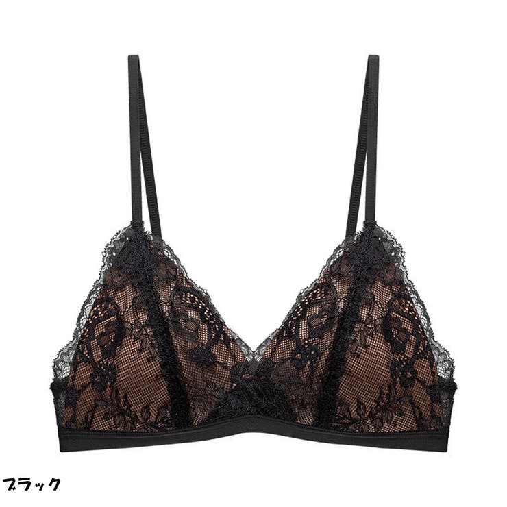 ブラック | ノンワイヤー ブラジャー フラワーレース | And Kawaii