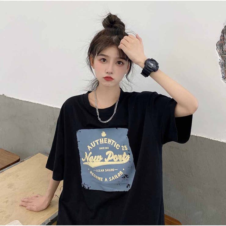 Tシャツ 半袖 トップス ロゴプリント 春夏 人気 韓国ファッション