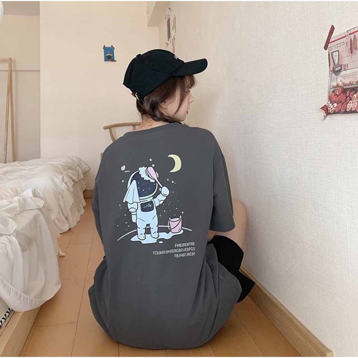 Tシャツ バックプリント 半袖 カジュアル 韓国ファッション
