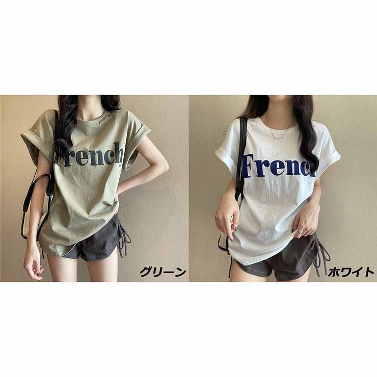 楽天市場】レディース フレンチスリーブTシャツ トップス