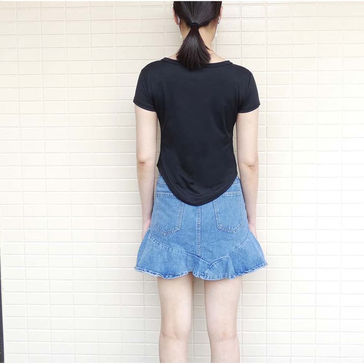 Vネック Tシャツ ショート丈 トップス シンプル 夏服 韓国