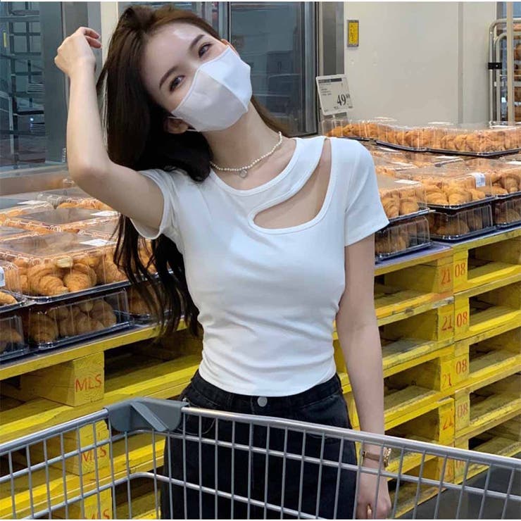 半袖Tシャツ 透かし ショートTシャツ レディース 夏 韓国 | And Kawaii | 詳細画像4 