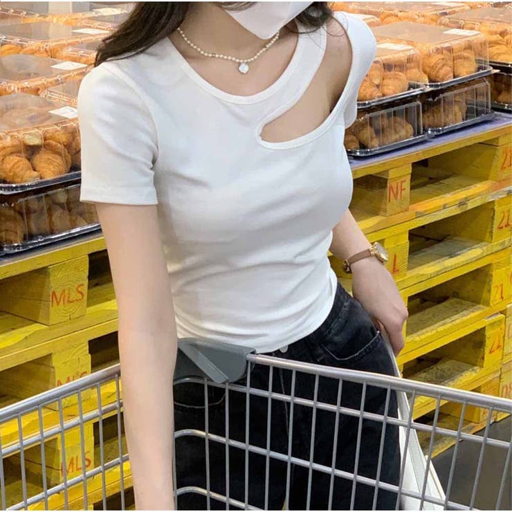 半袖Tシャツ 透かし ショートTシャツ レディース 夏 韓国 | And Kawaii | 詳細画像6 