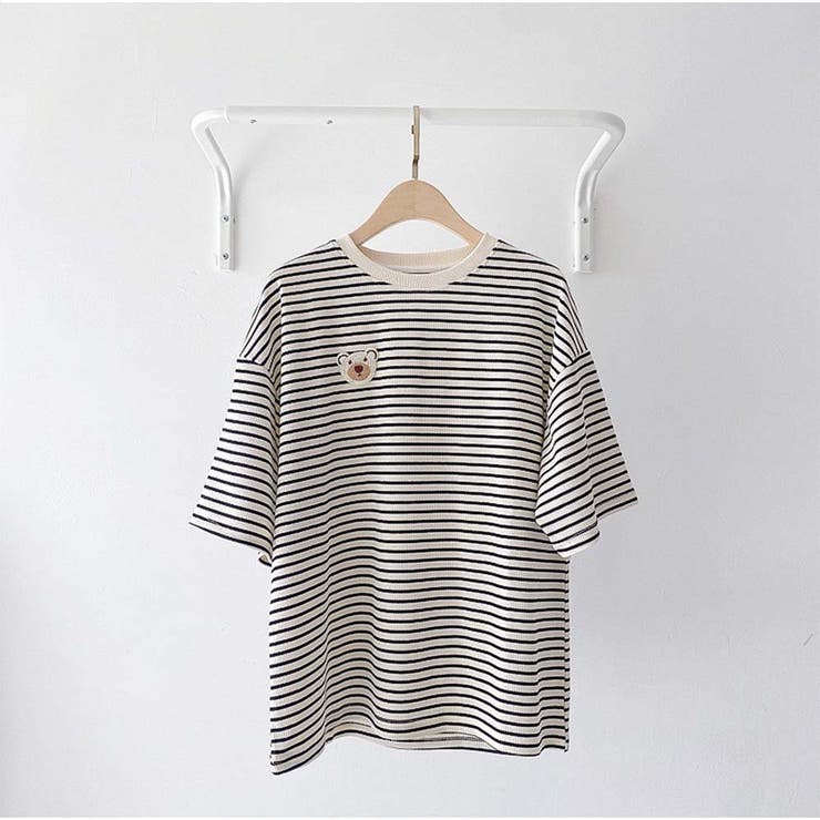 Tシャツ 半袖 レディーストップス ボーダー柄 韓国ファッション | And Kawaii | 詳細画像2 