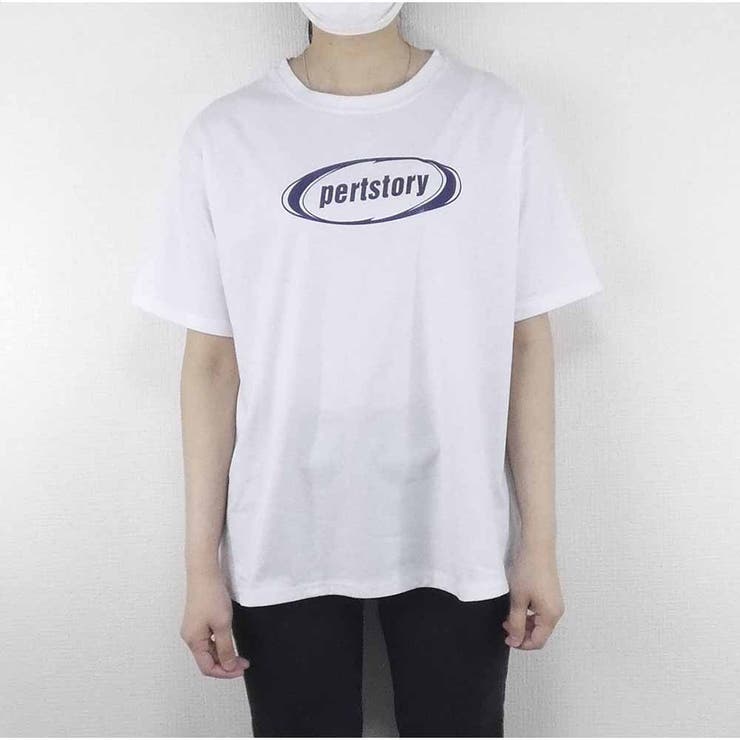 Tシャツ 体型カバー トップス 半袖 ロゴプリント 夏服 韓国