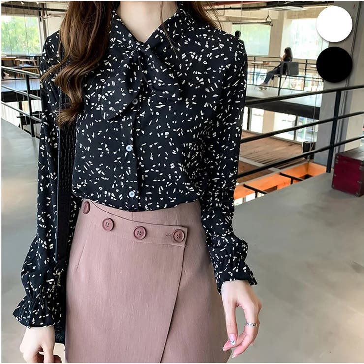 シャツ襟元リボン 襟フリル ドット柄 品番 Akiw And Kawaii アンドカワイイ のレディースファッション通販 Shoplist ショップリスト