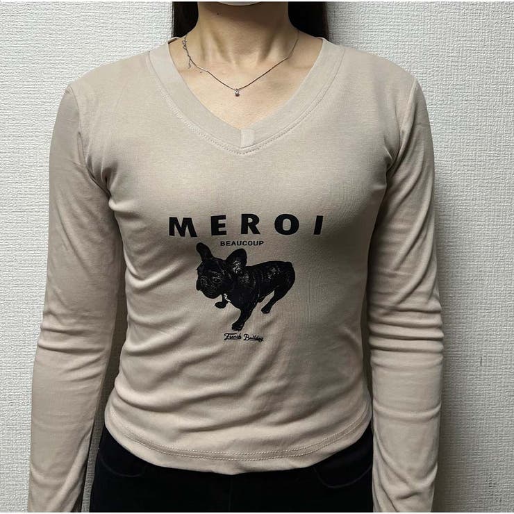 選ぶなら スリムフィット Vネック 長袖Tシャツ レディース ロゴ 韓国 トップス