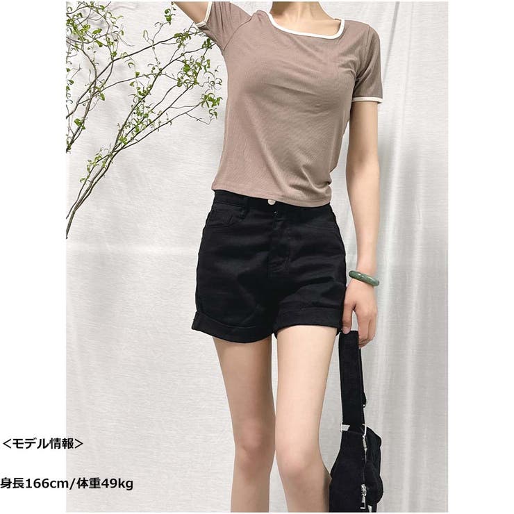 バイカラーTシャツ 半袖 カジュアル ショート丈 夏服 | And Kawaii | 詳細画像3 