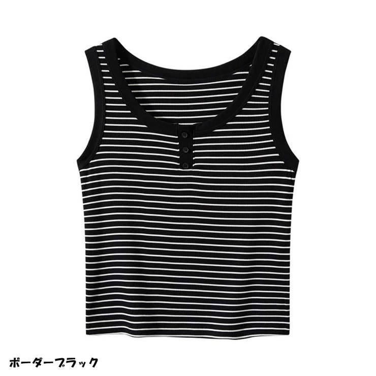 タンクトップ ボーダー 韓国ファッション | And Kawaii | 詳細画像2 