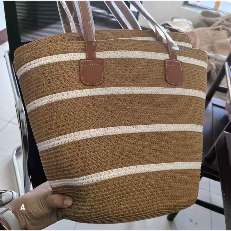 A | トートバッグ 草編みバッグ かごトートバッグ | And Kawaii