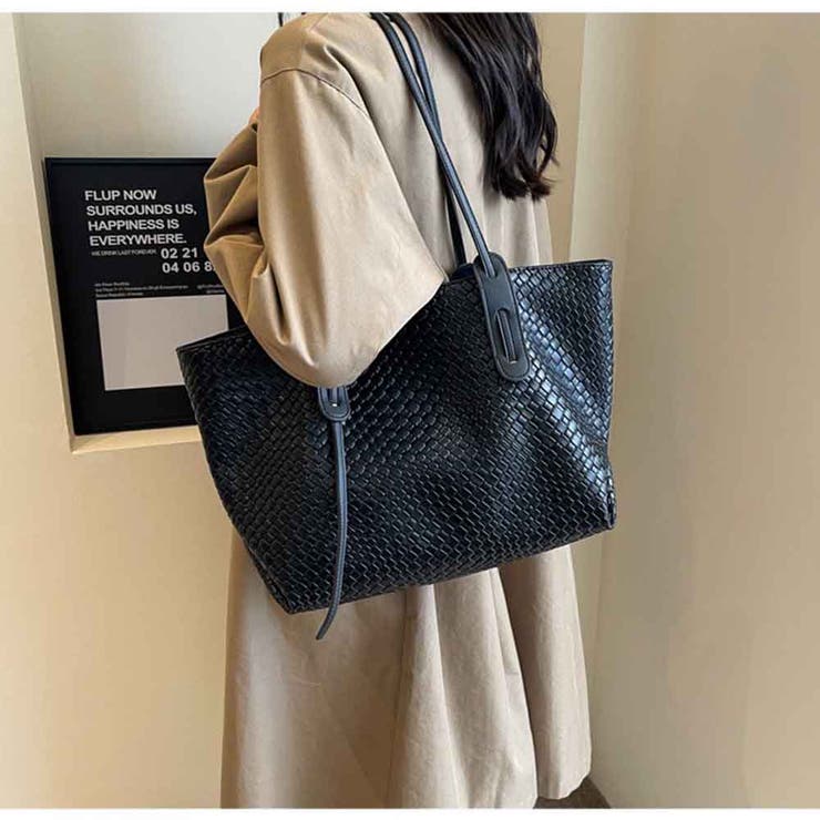 トートバッグ 大容量 編みトートバッグ 軽量PUレザー | And Kawaii | 詳細画像9 