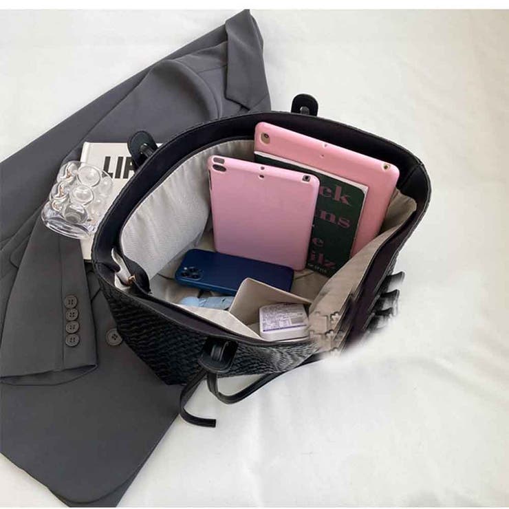 トートバッグ 大容量 編みトートバッグ 軽量PUレザー | And Kawaii | 詳細画像5 