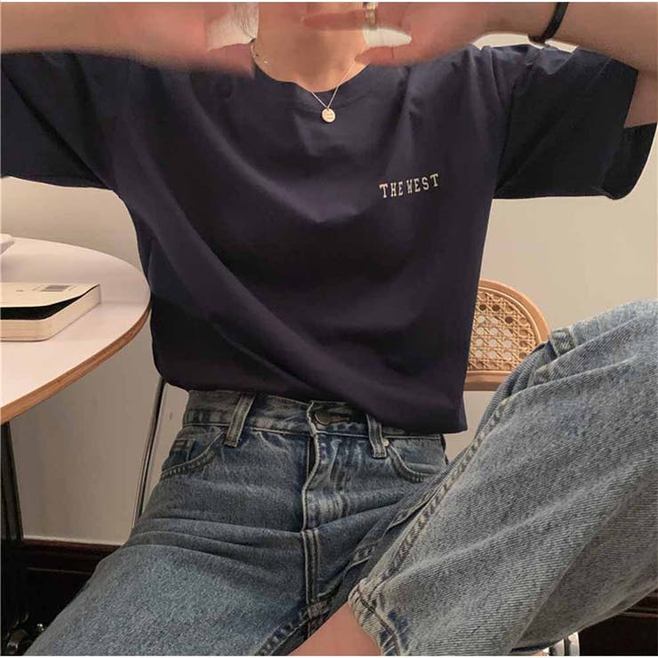 半袖Tシャツ クルーネック 前後ロゴプリント ゆったりトップス | And Kawaii | 詳細画像6 