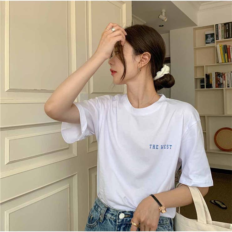 半袖Tシャツ クルーネック 前後ロゴプリント ゆったりトップス | And Kawaii | 詳細画像8 