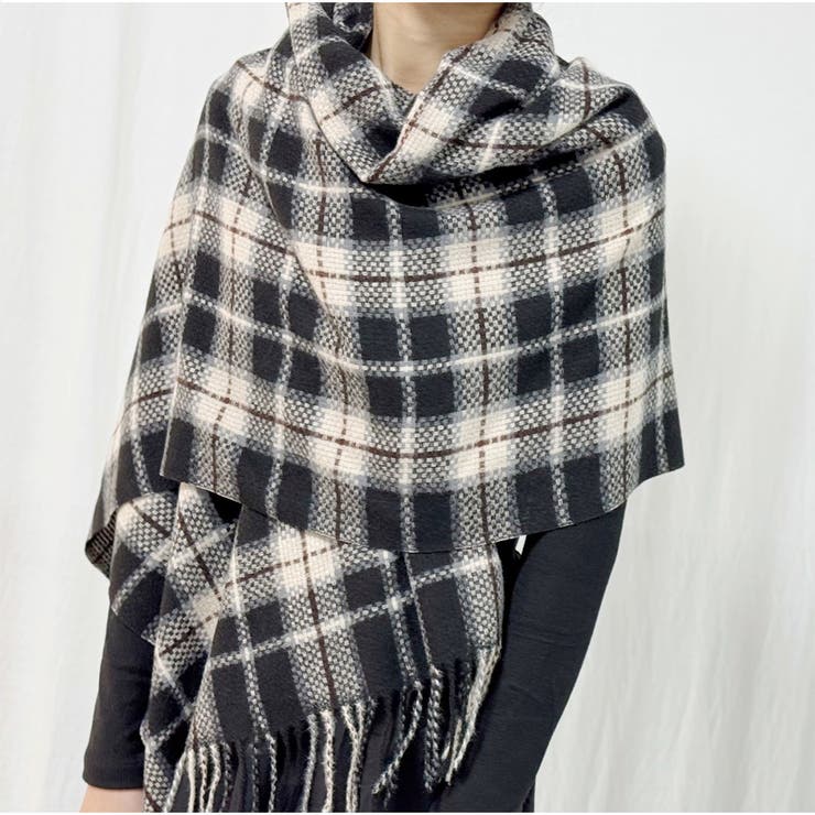 大判マフラー チェック柄 秋冬レディース 暖かい 大人可愛い 羽織り 防寒保温 | And Kawaii | 詳細画像7 
