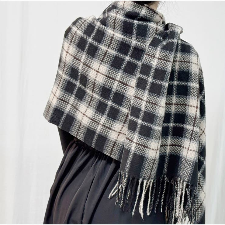 大判マフラー チェック柄 秋冬レディース 暖かい 大人可愛い 羽織り 防寒保温 | And Kawaii | 詳細画像8 