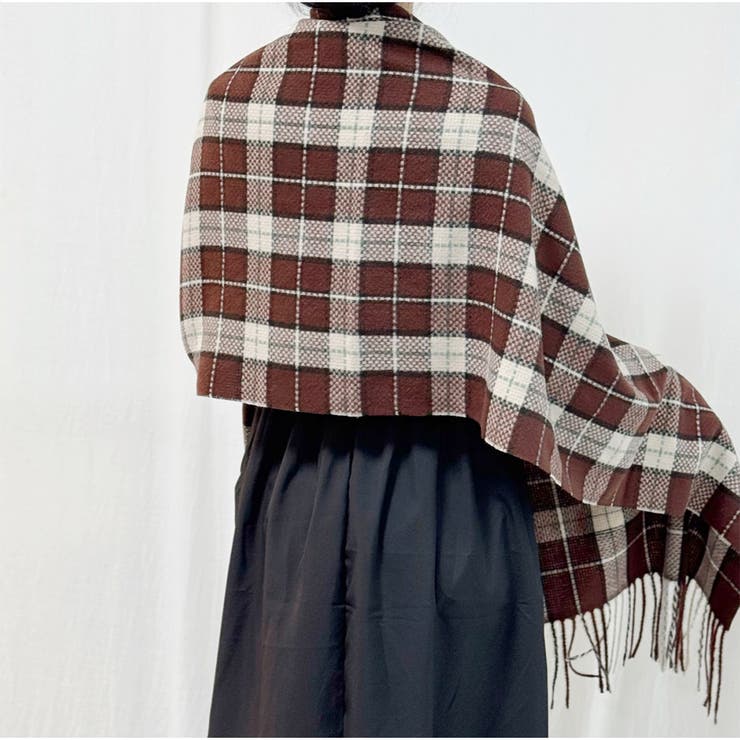 大判マフラー チェック柄 秋冬レディース 暖かい 大人可愛い 羽織り 防寒保温 | And Kawaii | 詳細画像6 