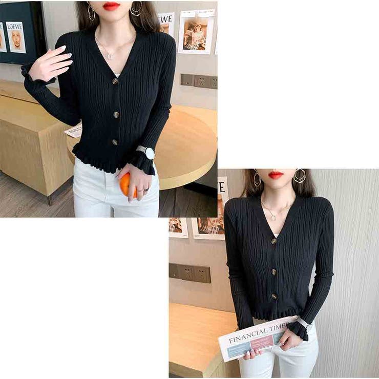 カーディガン 秋新作 ショート丈 Vネック レディース 長袖 | And Kawaii | 詳細画像12 