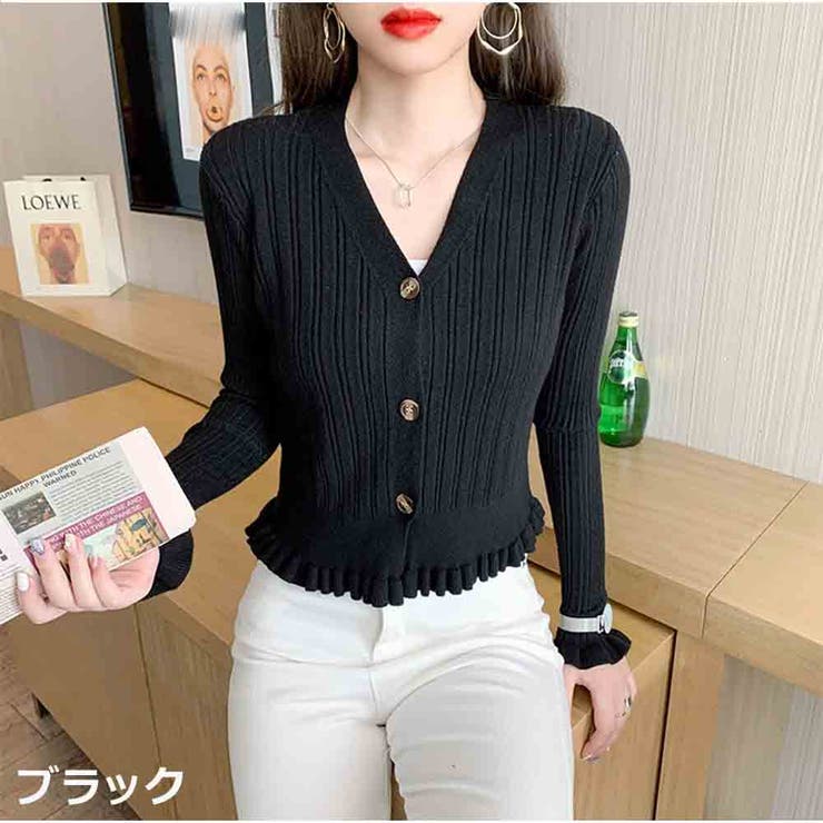 カーディガン 秋新作 ショート丈 Vネック レディース 長袖 | And Kawaii | 詳細画像3 
