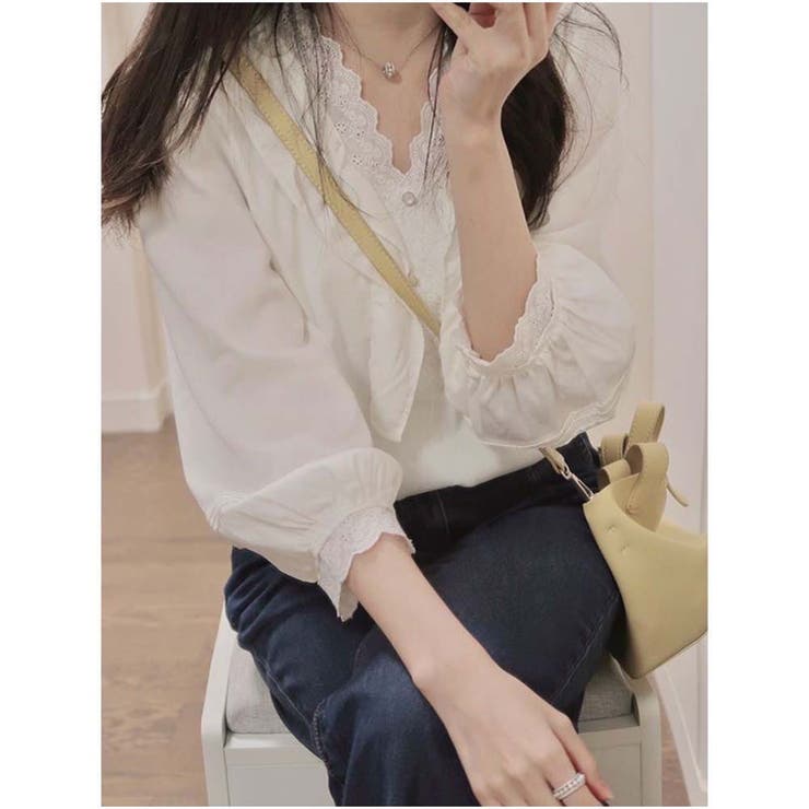 シャツ Vネック 刺繍デザインシャツ 春新作 半袖トップス ブラウス  | And Kawaii | 詳細画像8 