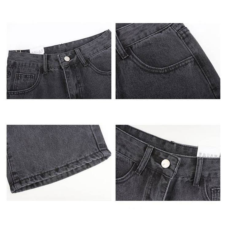 ハイウエストワイドデニムパンツ ストレートデニム ウエストレイヤード風 | And Kawaii | 詳細画像10 