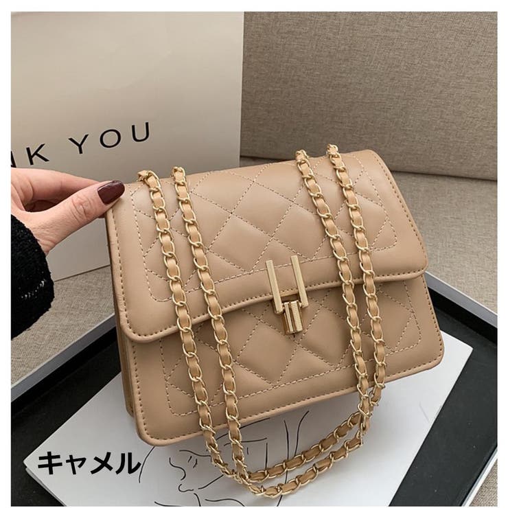 【新品】高級感ありカーフレザー♪コロンと可愛い チェーンショルダーバッグ チェーンチャーム付 フェイクレザー ショルダーBAG[品番：PPNW0003757