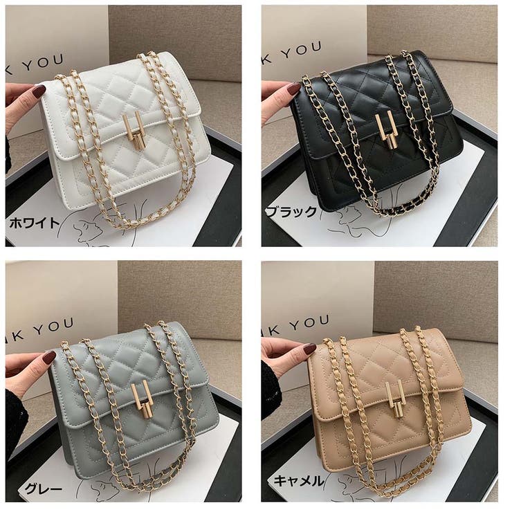 ショルダーバッグ 斜めがけ 小さめ チェーン PUレザー 合皮 無地