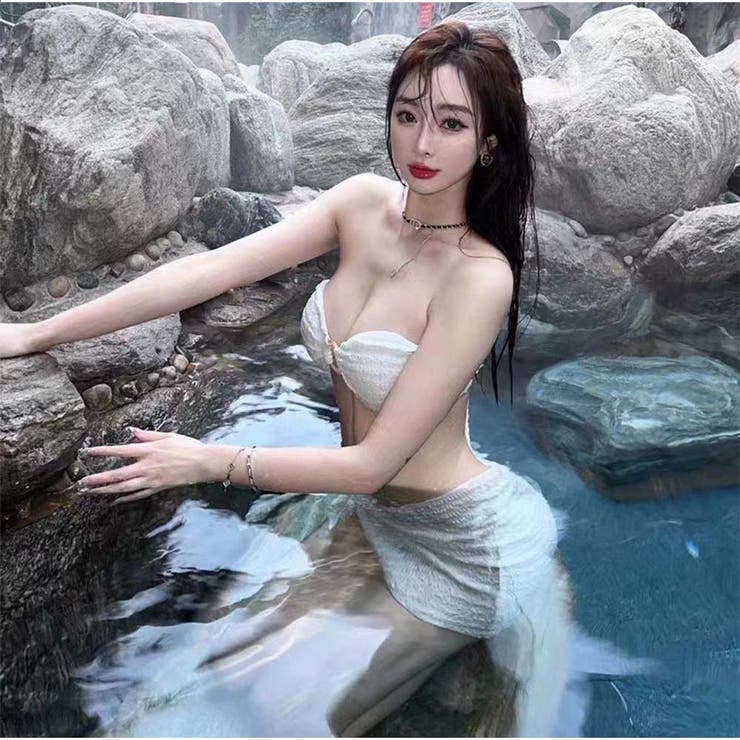 リボン可愛いバックシャンビキニ3点セット レディースファッショ 韓国 | And Kawaii | 詳細画像8 