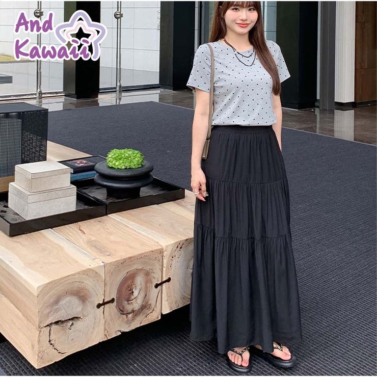 ロングスカート ハイウエスト ウエストゴム | And Kawaii | 詳細画像13 