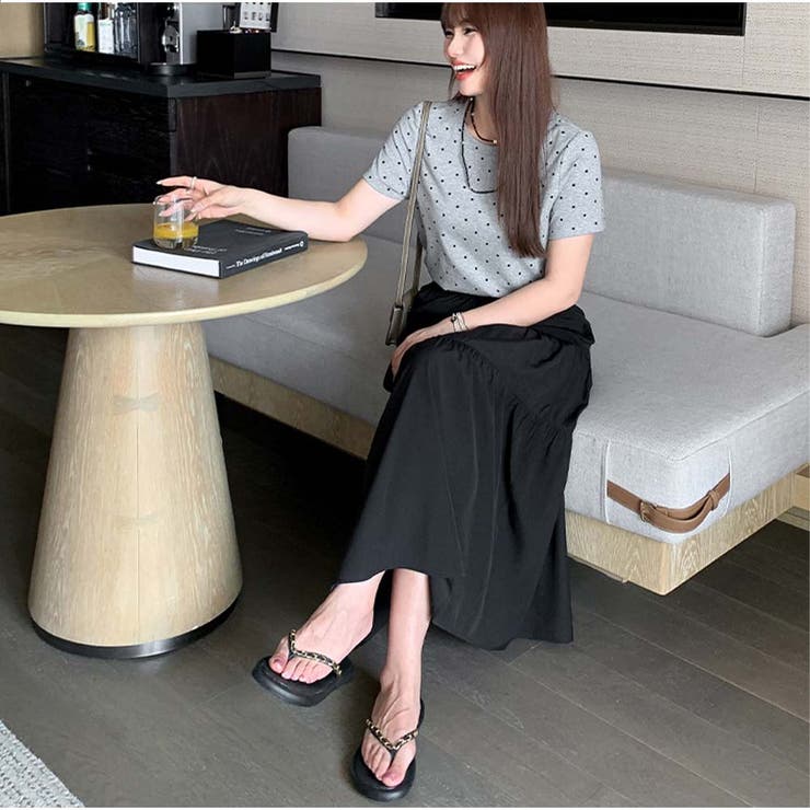 ロングスカート ハイウエスト ウエストゴム[品番：AKIW0004501]｜And